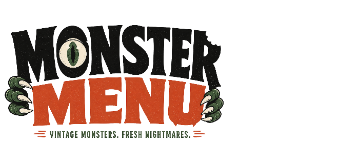 Logo for 'Monster Menu' with text and eye design on a white background
